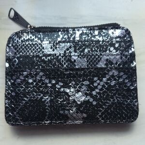 Patricia Nash Black and Silver Snakeskin Wallet